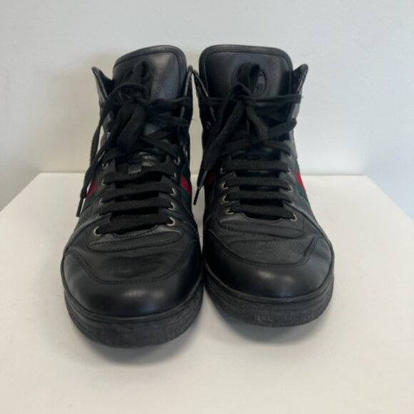 GUCCI coda Guccissima black leather high-top sneakers 221825 size11 - Picture 4 of 11
